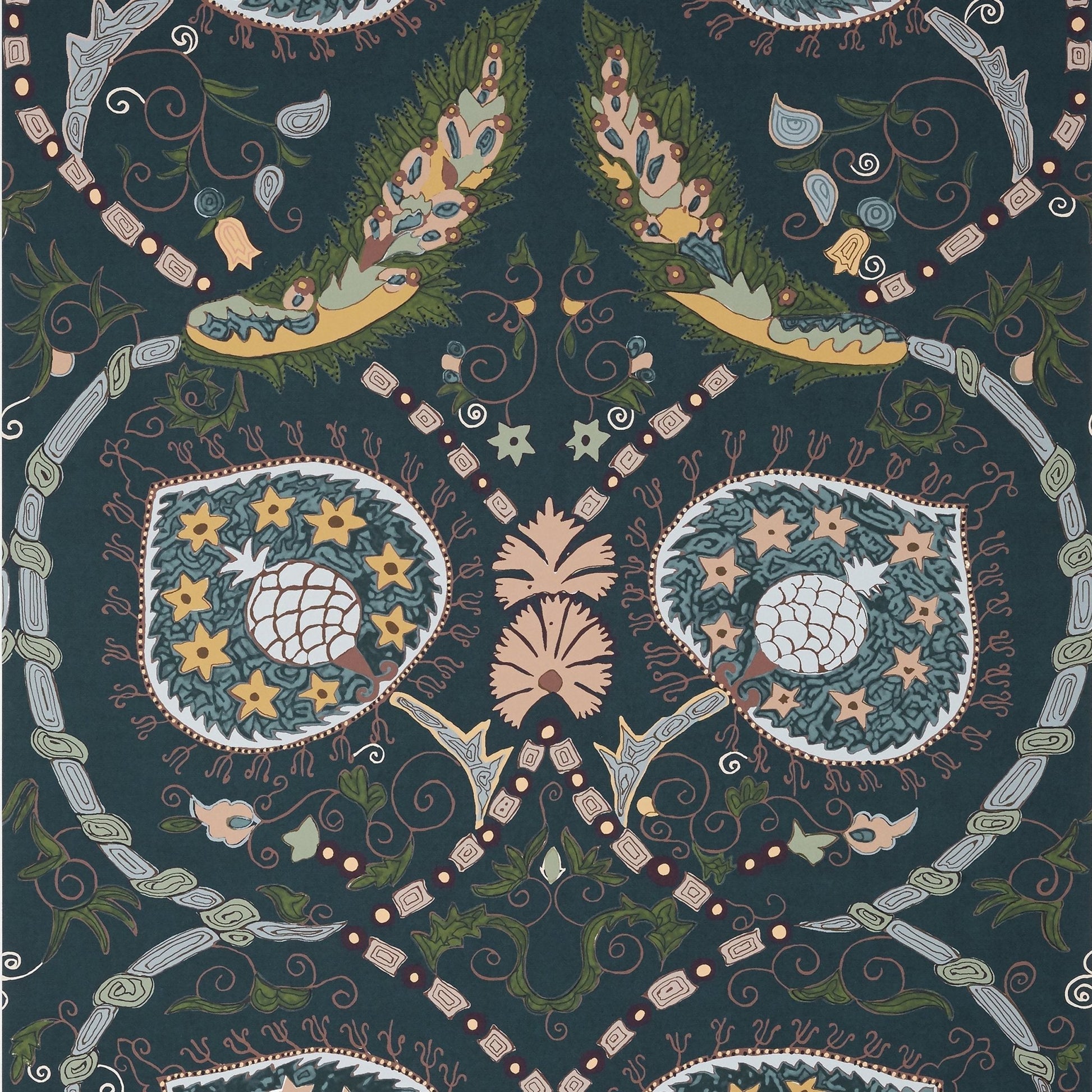 Lewis Wallpaper - Charcoal & Bluestone - Thibaut - T13216 - Premier Wallcovering