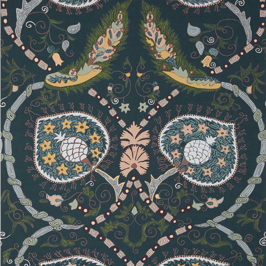 Lewis Wallpaper - Charcoal & Bluestone - Thibaut - T13216 - Premier Wallcovering