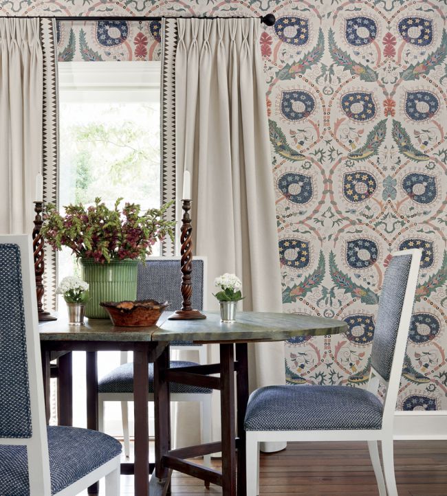 Lewis Wallpaper - Charcoal & Bluestone - Thibaut - T13216 - Premier Wallcovering