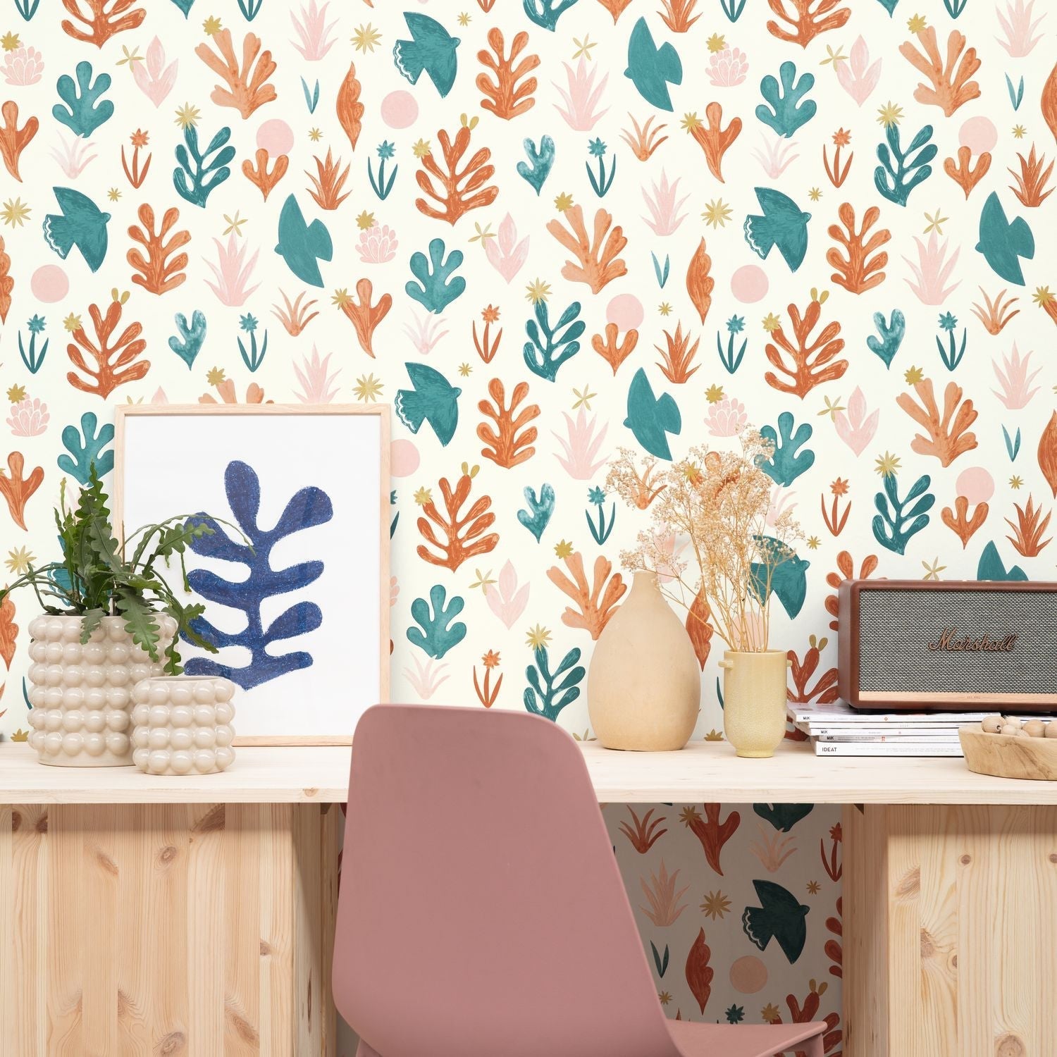 Liberte Wallpaper - Terracotta/ Rose - Caselio - 102173042 - Premier Wallcovering