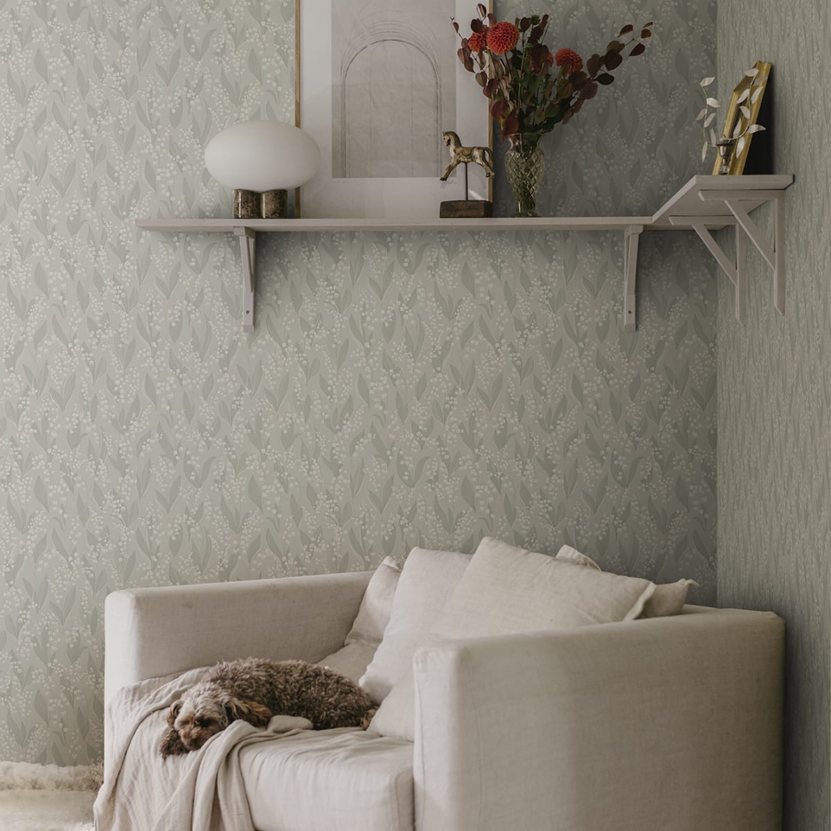 Liljekonvalj Wallpaper - Sage Green - Sandberg - 479-38 - Premier Wallcovering