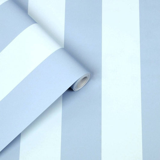 Lille Matt Stripe Wallpaper - Blue Sky - Laura Ashley - 115252 - Premier Wallcovering