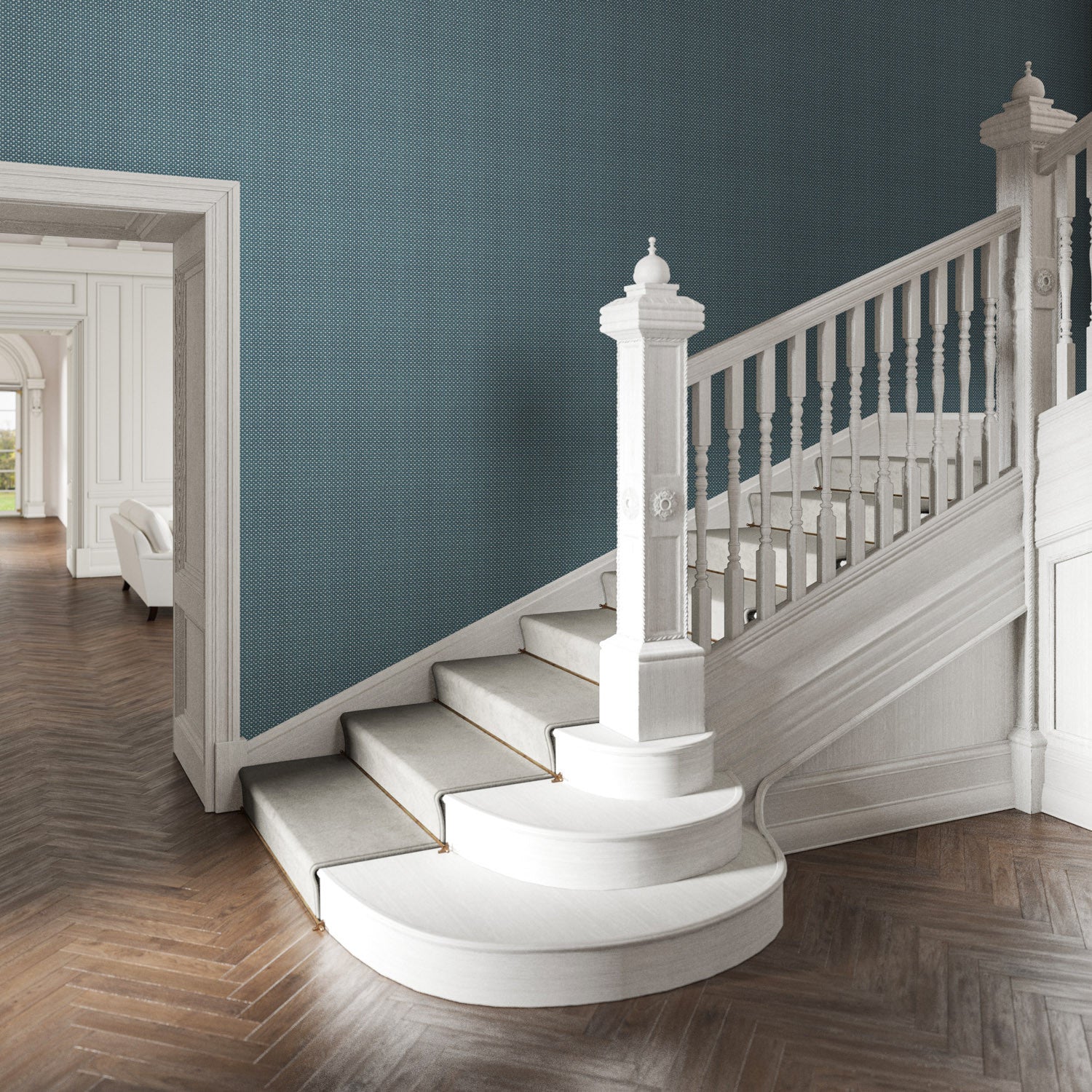 Lilou Wallpaper - Indigo - Warner House - Premier Wallcovering