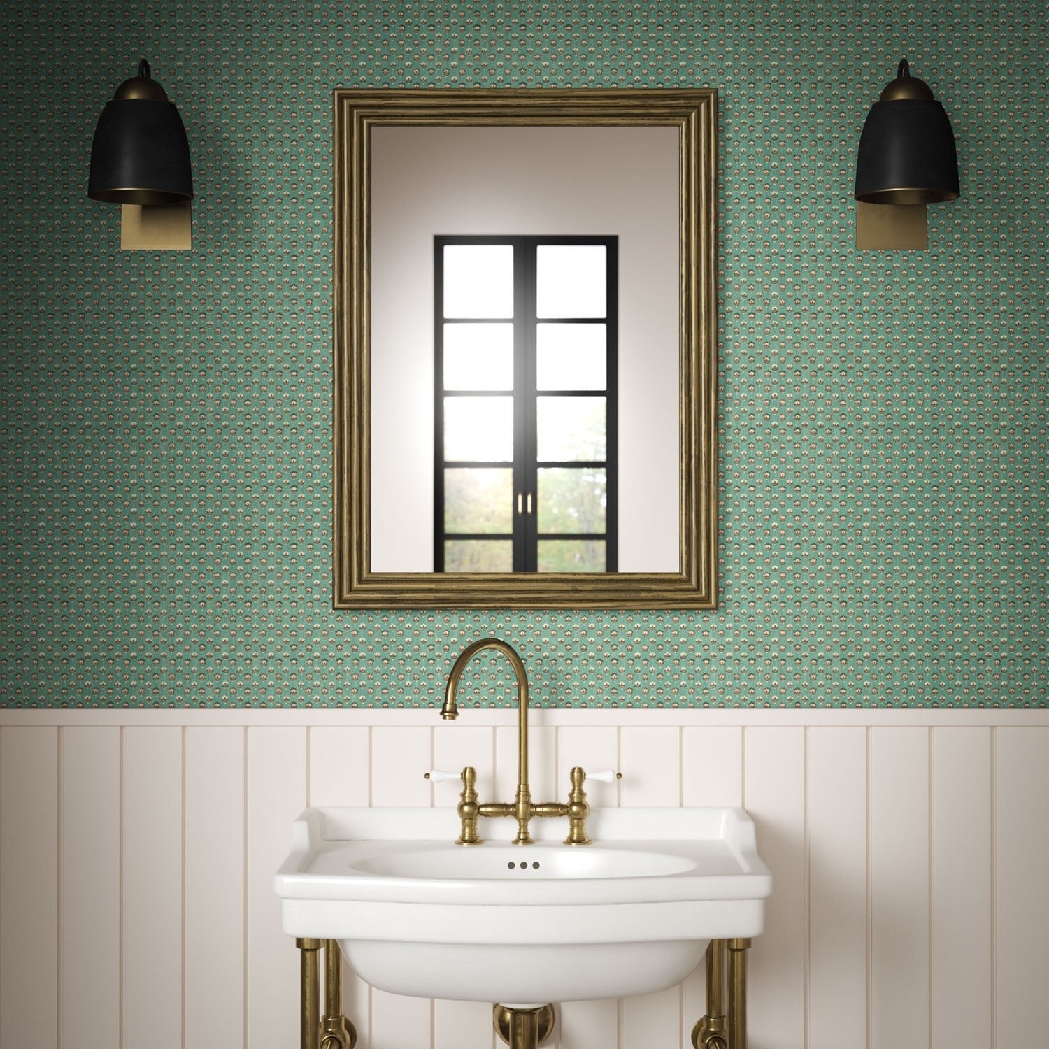 Lilou Wallpaper - Teal - Warner House - Premier Wallcovering