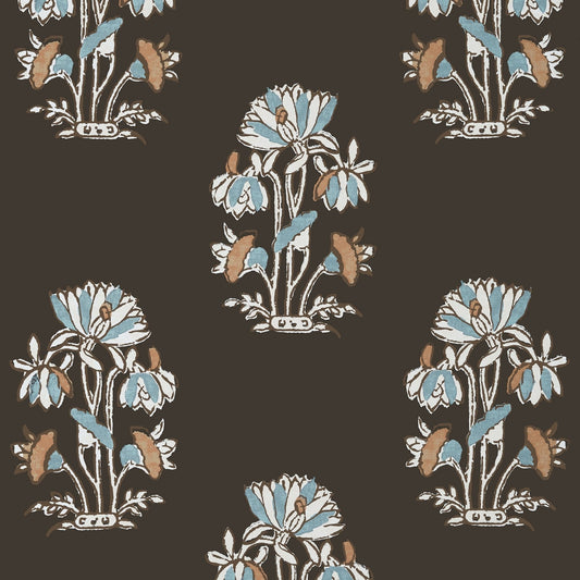 Lily Flower Wallpaper - Black - Thibaut - T13200 - Premier Wallcovering