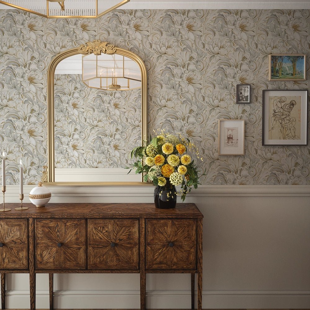 Lily of the Manor Wallpaper - Vintage Cream - LAN100333 - Lucie Annabel - Premier Wallcovering