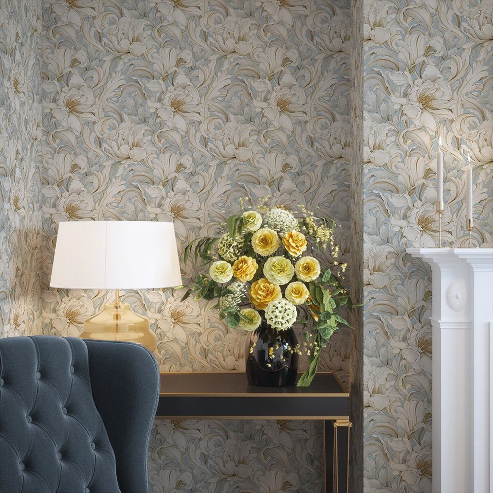 Lily of the Manor Wallpaper - Mineral Mist - LAN100335 - Lucie Annabel - Premier Wallcovering