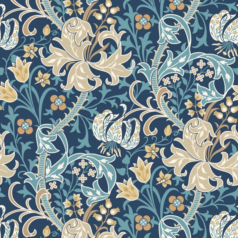 Lily Ogee Wallpaper - Navy Blue - Hoopla Walls - HWA1135W - Premier Wallcovering