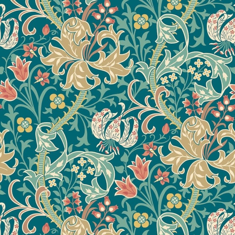 Lily Ogee Wallpaper - Teal - Hoopla Walls - HWA1134W - Premier Wallcovering