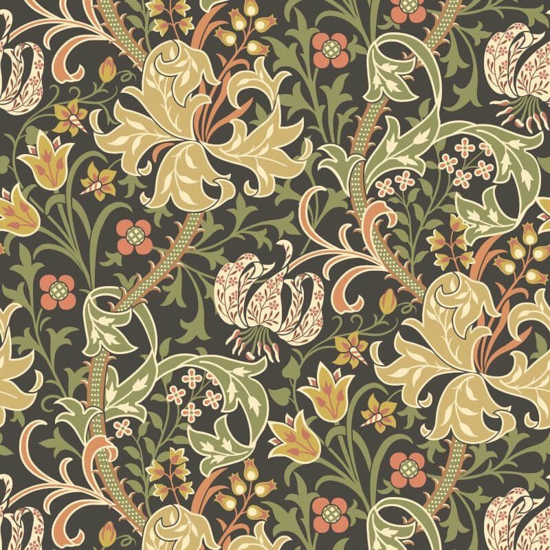 Lily Ogee Wallpaper - Black - Hoopla Walls - HWA1131W - Premier Wallcovering
