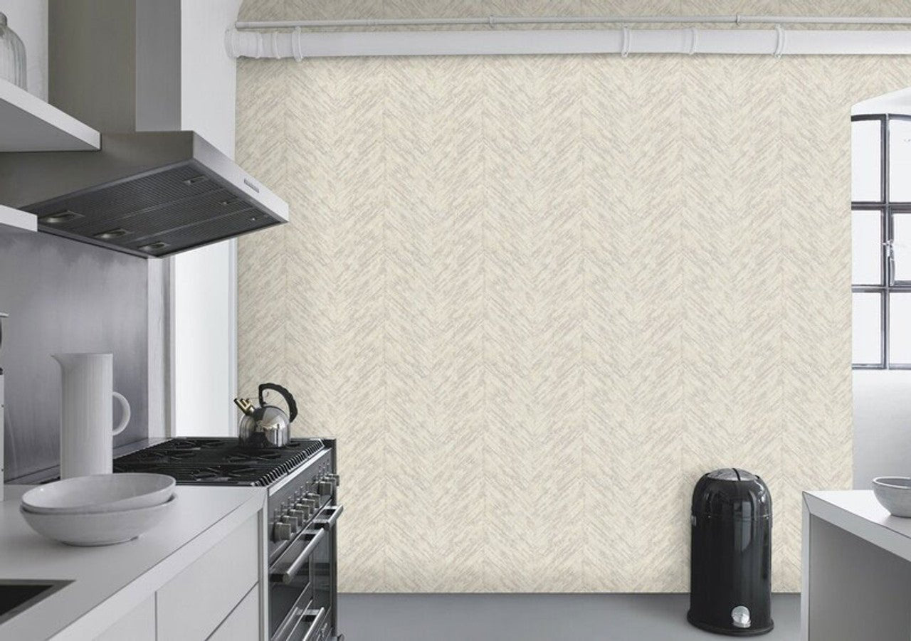 Linares Chevron Wallpaper - Cream & Taupe - Rasch - 617511 - Premier Wallcovering