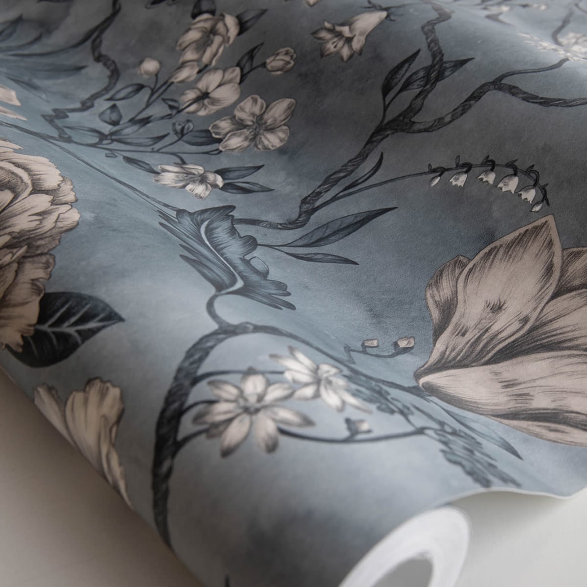 Linda Wallpaper - Misty Blue - Sandberg - 244-56 - Premier Wallcovering