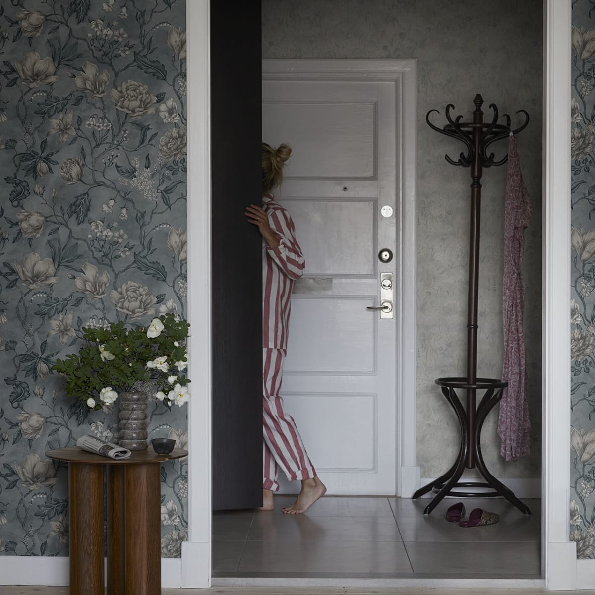 Linda Wallpaper - Misty Blue - Sandberg - 244-56 - Premier Wallcovering