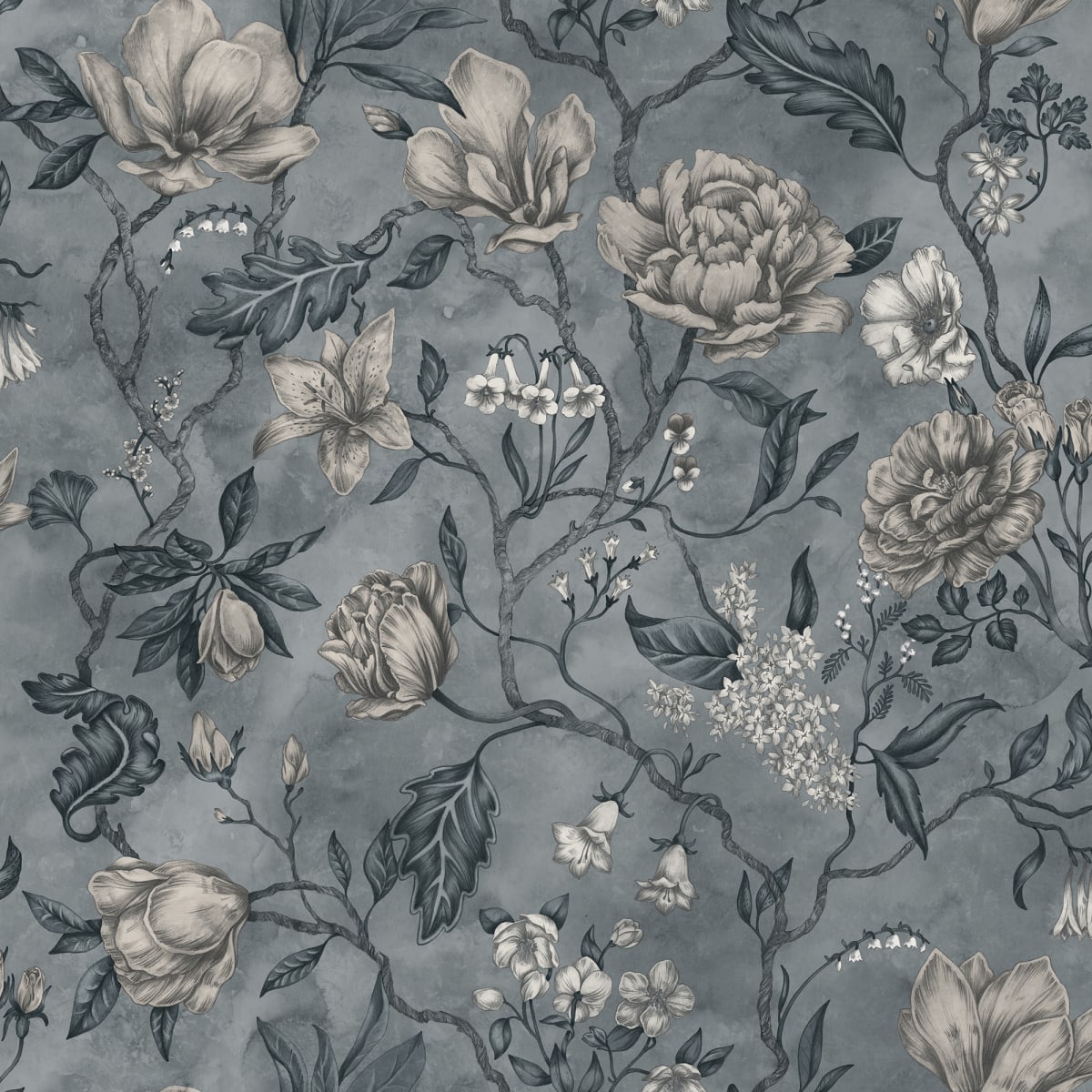 Linda Wallpaper - Misty Blue - Sandberg - 244-56 - Premier Wallcovering