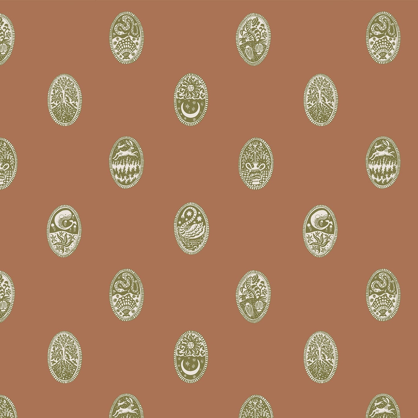 Linear Cameos Wallpaper - Sunday Clay, Trivia and Quartz - Josephine Munsey - LIN-055-032-056 - Premier Wallcovering