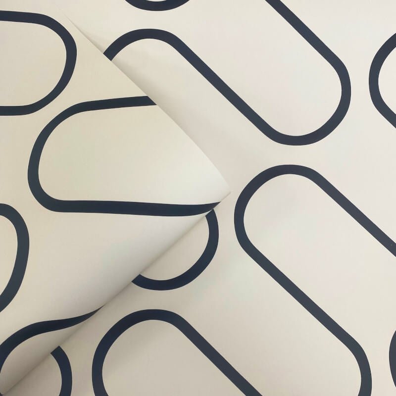 Linear Curve Wallpaper - Cream/Black - Catherine Lansfield - 206502 - Premier Wallcovering