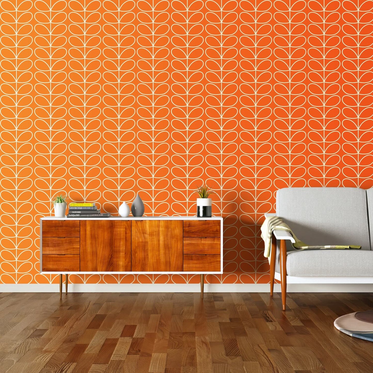 Linear Stem Wallpaper - Tomato - Orla Kiely - 23AHLSTWLPDS-6120 - Premier Wallcovering