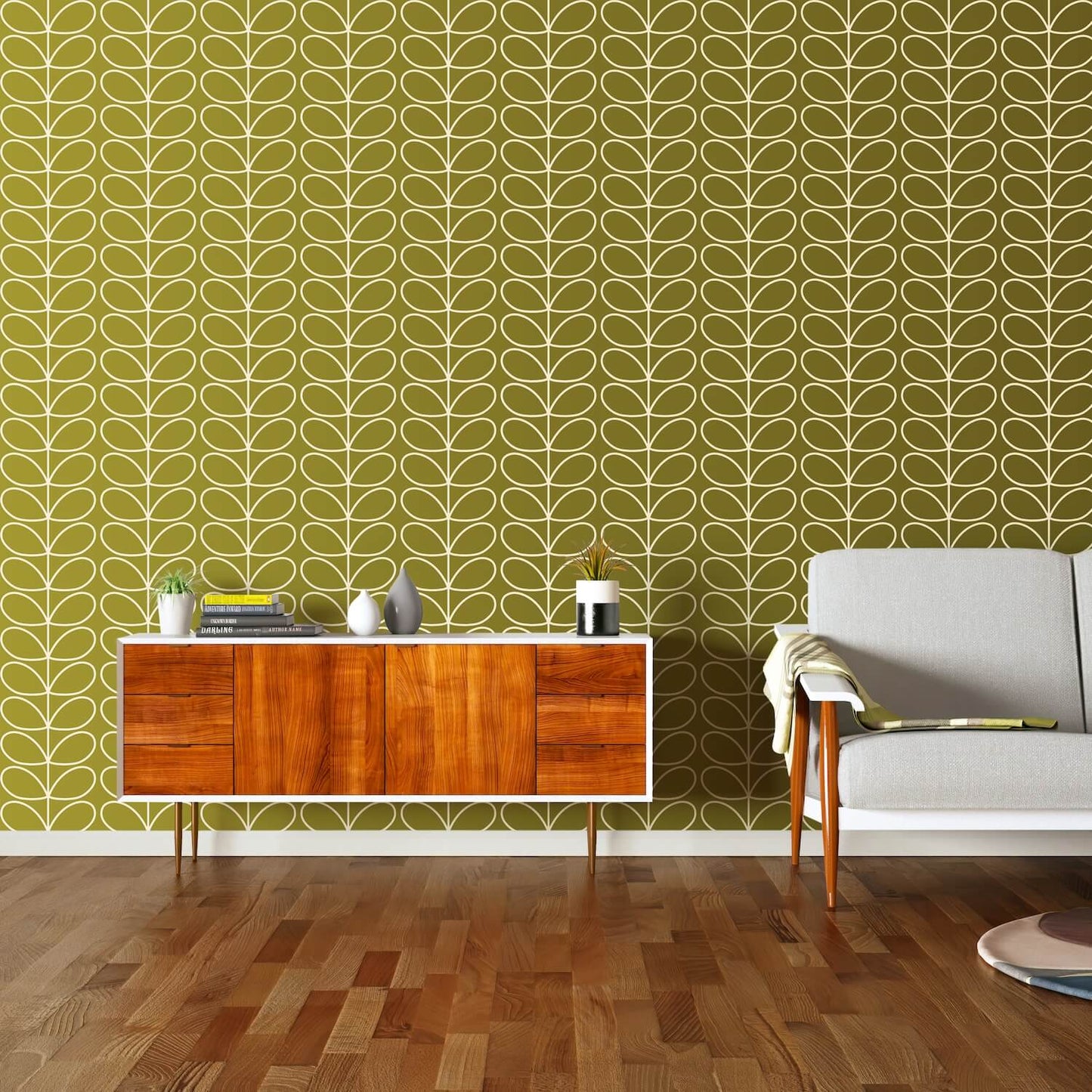 Linear Stem Wallpaper - Seagrass - Orla Kiely - 23AHLSTWLPDS-3250 - Premier Wallcovering