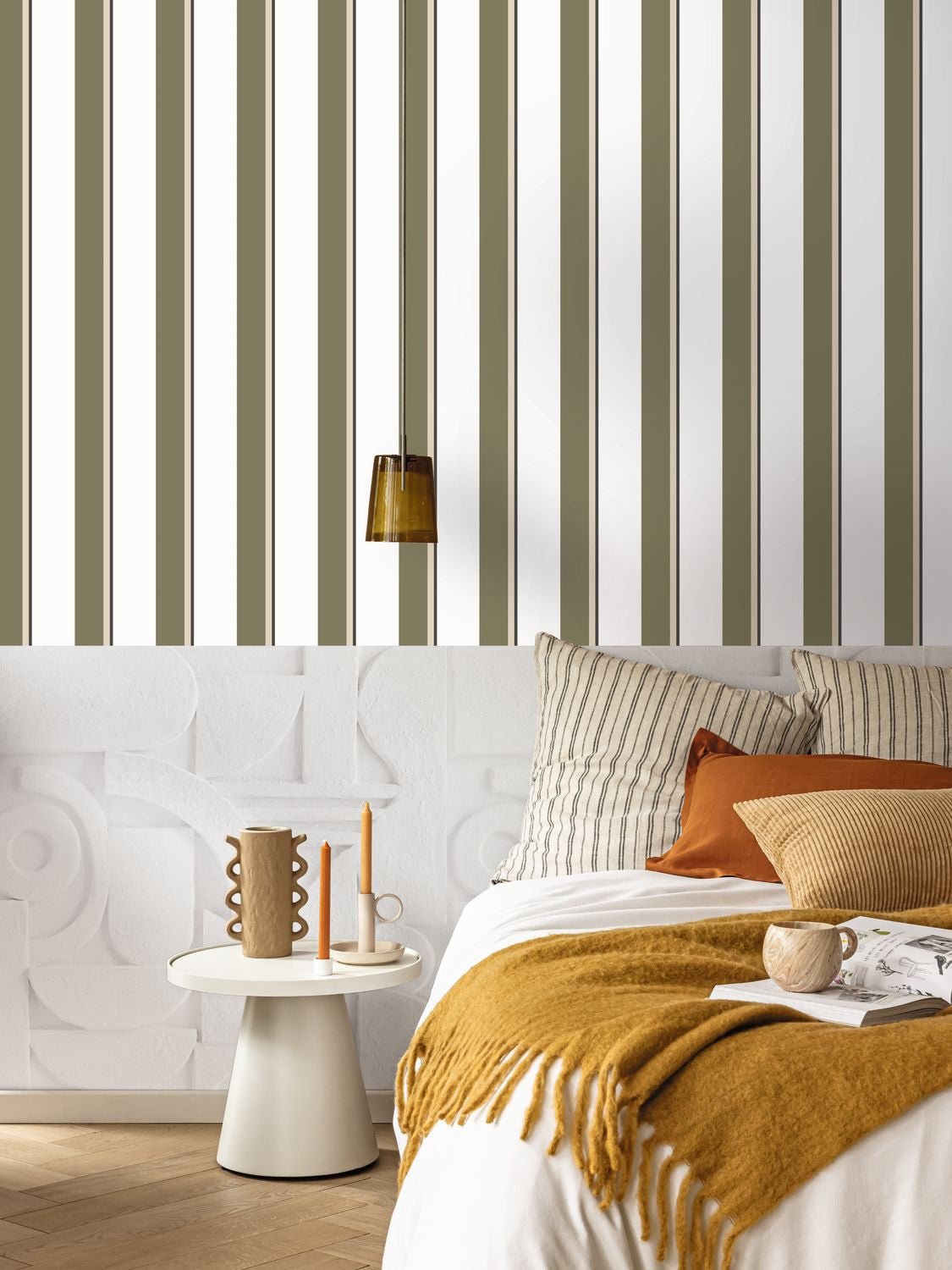 Linear Wallpaper - Kaki - Caselio - 105530753 - Premier Wallcovering
