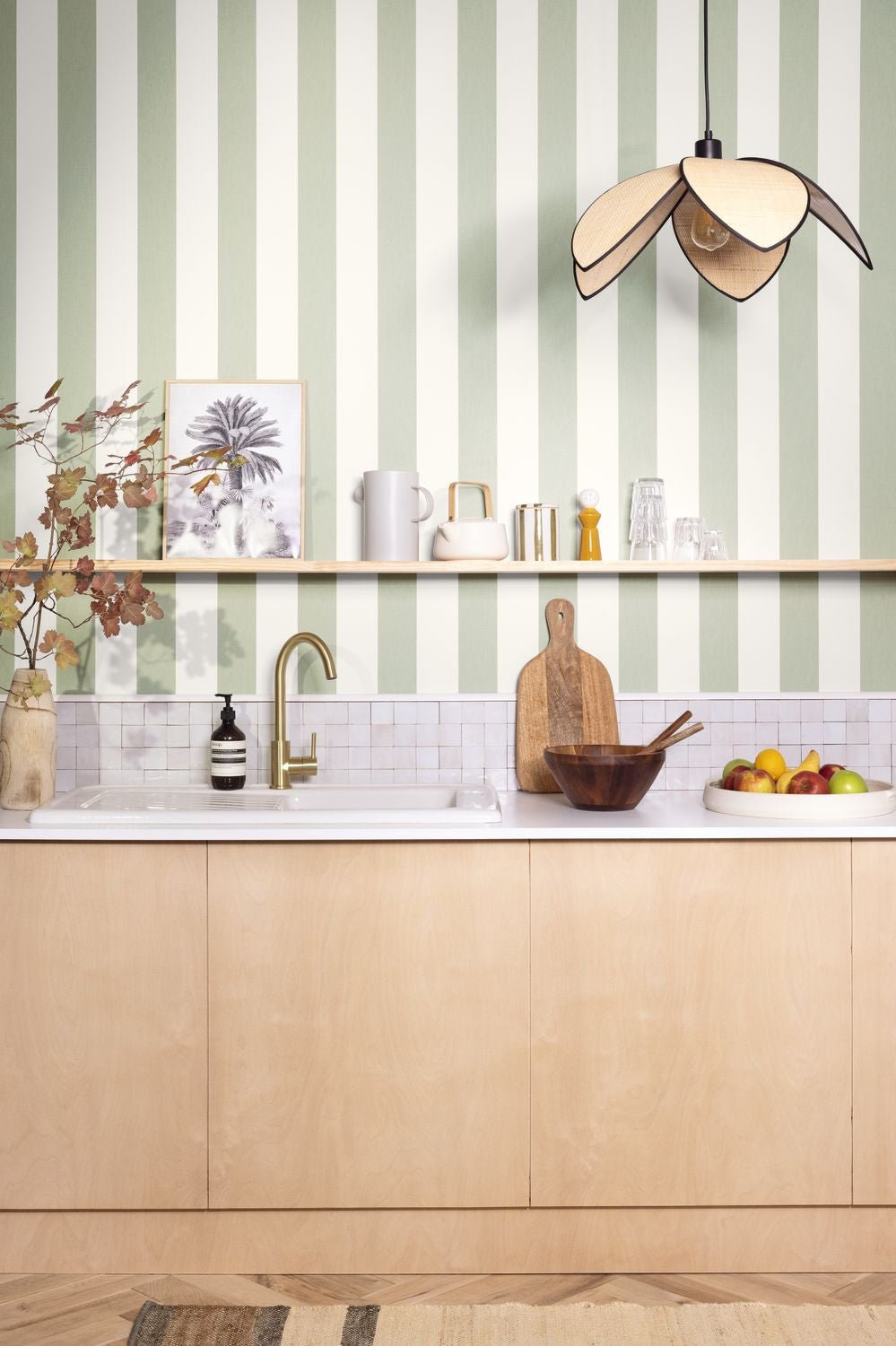 Linen Lines Wallpaper - Vert Amande - Caselio - 104047004 - Premier Wallcovering