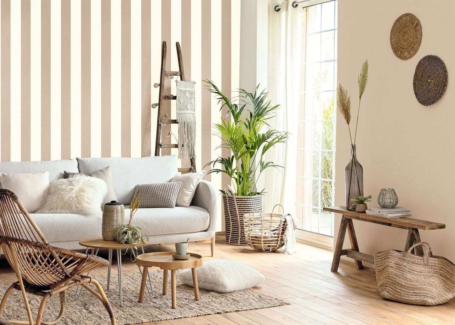 Linen Lines Wallpaper - Taupe - Caselio - 104042167 - Premier Wallcovering