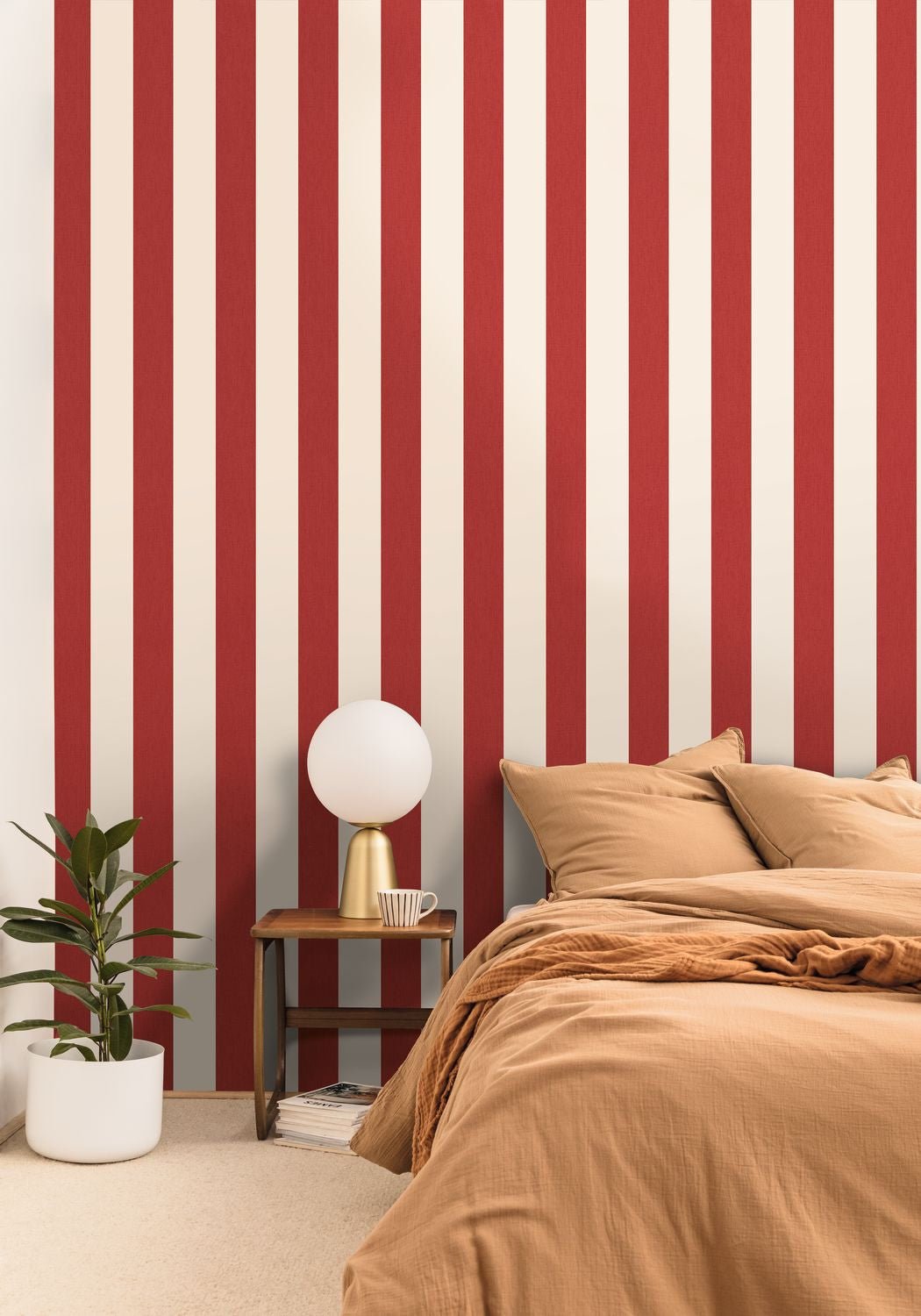 Linen Lines Wallpaper - Rouge - Caselio - 104048088 - Premier Wallcovering