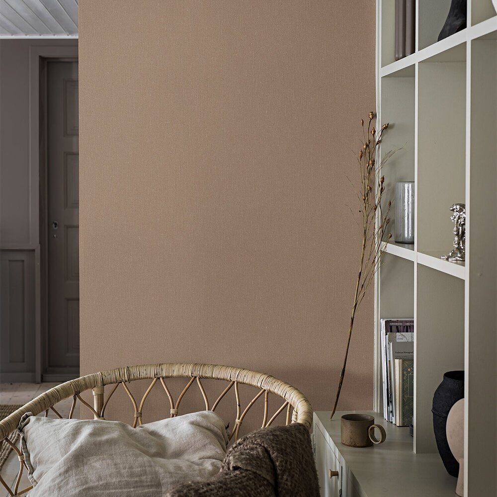 Linen Wallpaper - Terracotta Linen - Boråstapeter - 4324 - Premier Wallcovering