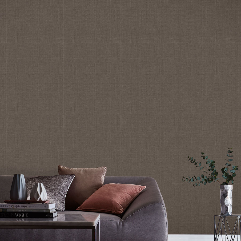 Linen Wallpaper - Chocolate - Graham & Brown - 105855 - Premier Wallcovering