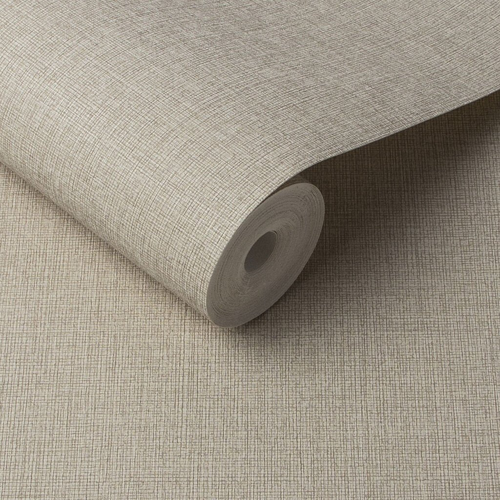 Linen Wallpaper - Beige - Graham & Brown - 105854 - Premier Wallcovering