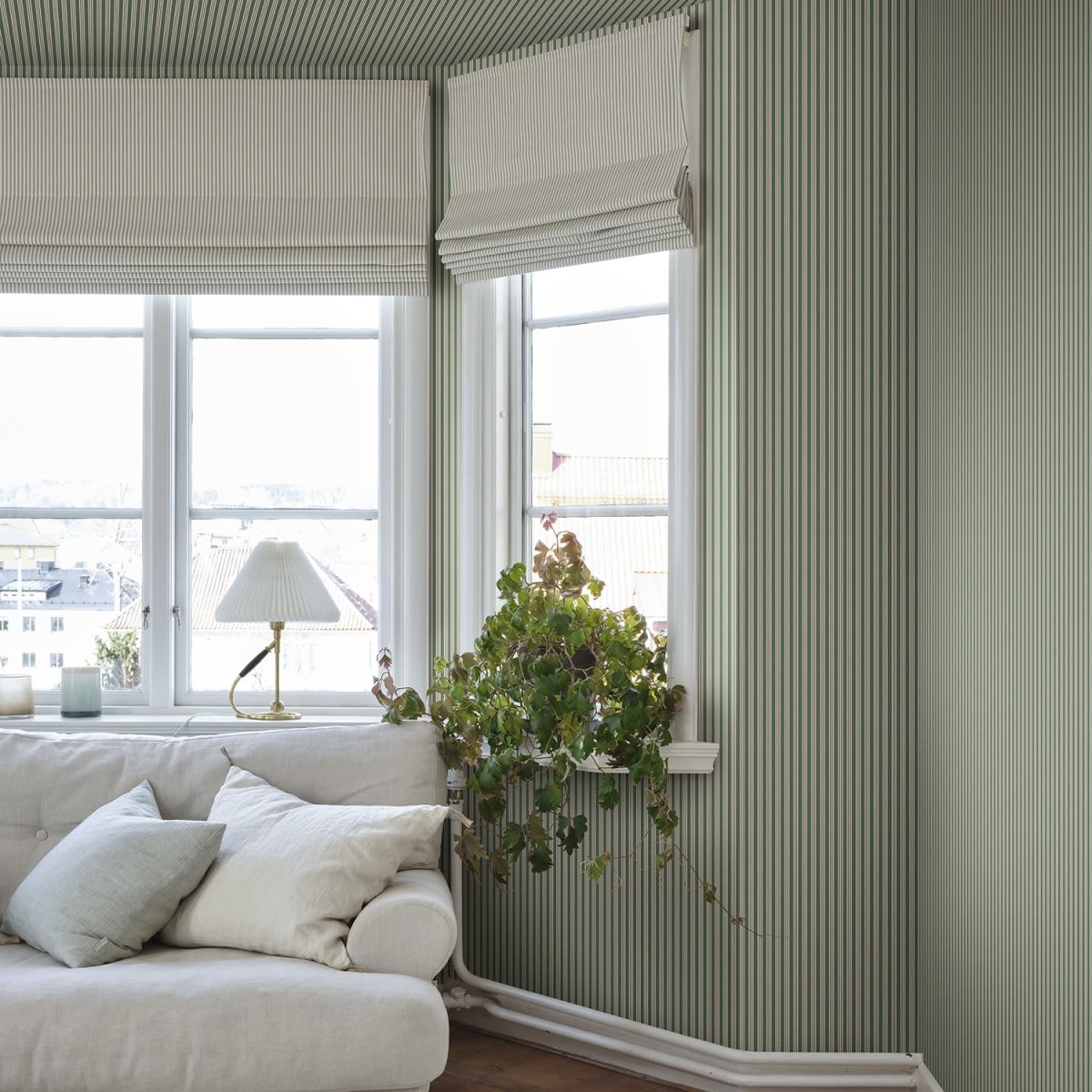 Linn Wallpaper - Green - Sandberg - S10394 - Premier Wallcovering