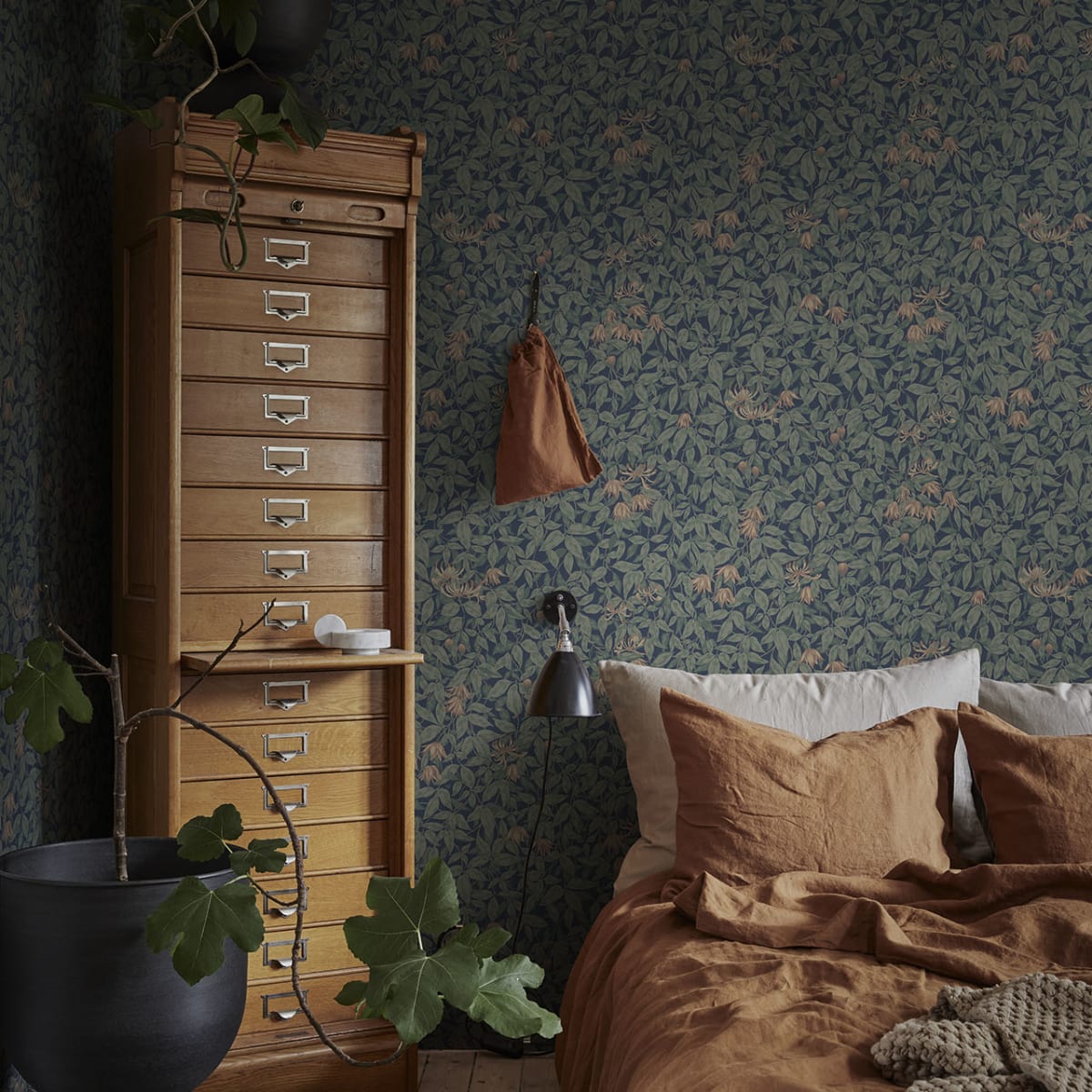 Linnea Wallpaper - Midnight Blue - Sandberg - 838-76 - Premier Wallcovering