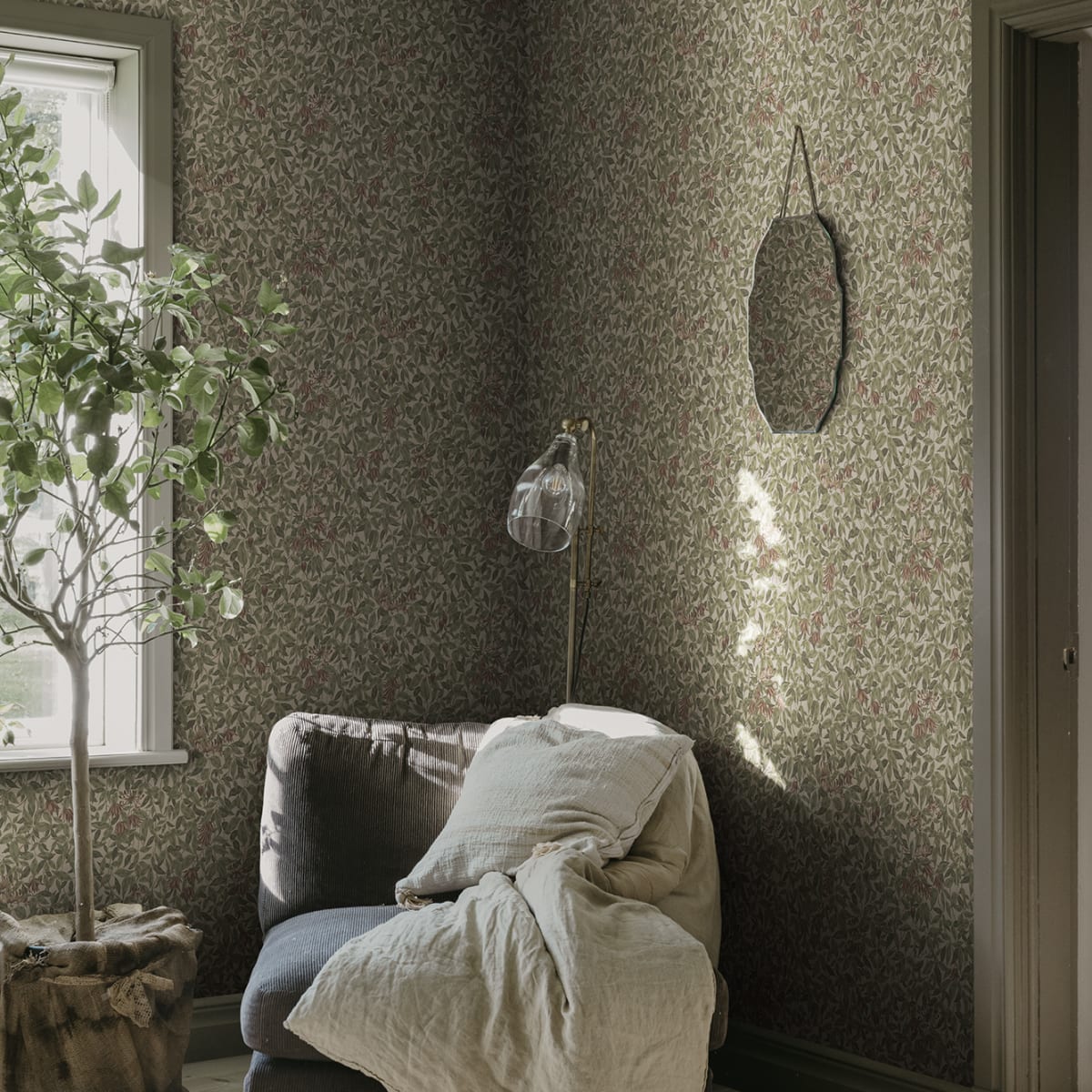 Linnea Wallpaper - Burgundy - Sandberg - S10557 - Premier Wallcovering