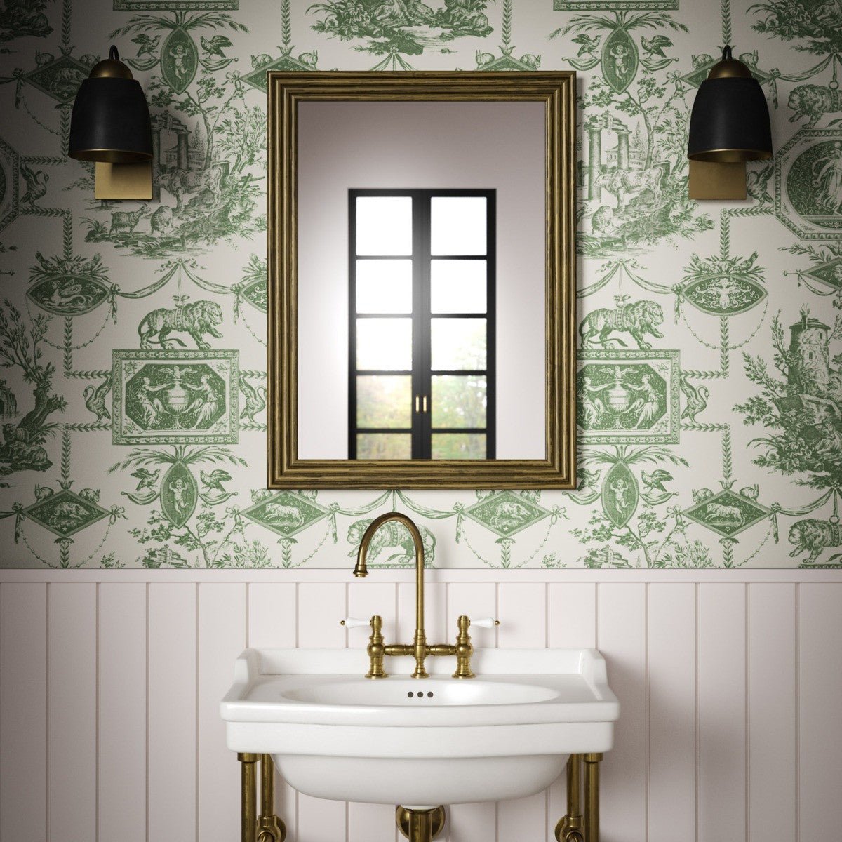 Lion Toile Wallpaper - Juniper - Warner House - Premier Wallcovering