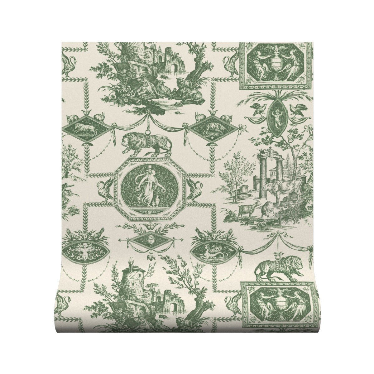 Lion Toile Wallpaper - Juniper - Warner House - Premier Wallcovering