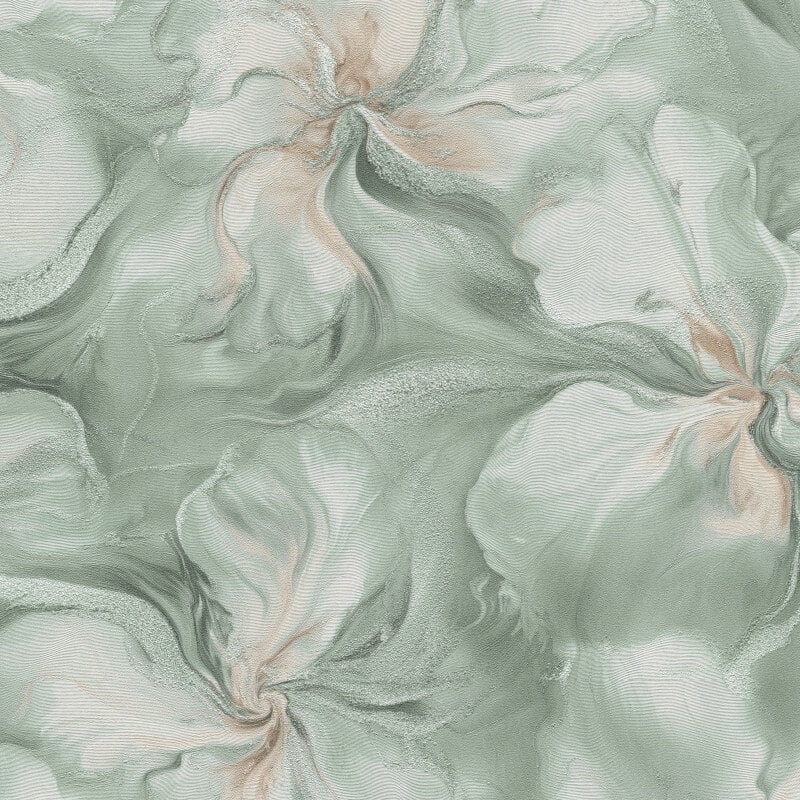 Liquid Aura Floral Metallic Wallpaper - Turquoise - Erismann - 10514 - 18 - Premier Wallcovering