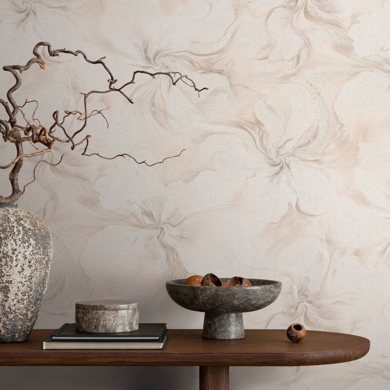 Liquid Aura Floral Metallic Wallpaper - Pink - Erismann - 10514 - 05 - Premier Wallcovering