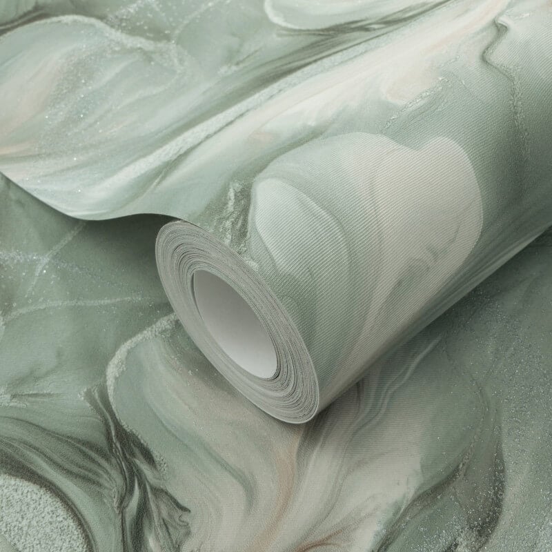 Liquid Aura Floral Metallic Wallpaper - Turquoise - Erismann - 10514 - 18 - Premier Wallcovering