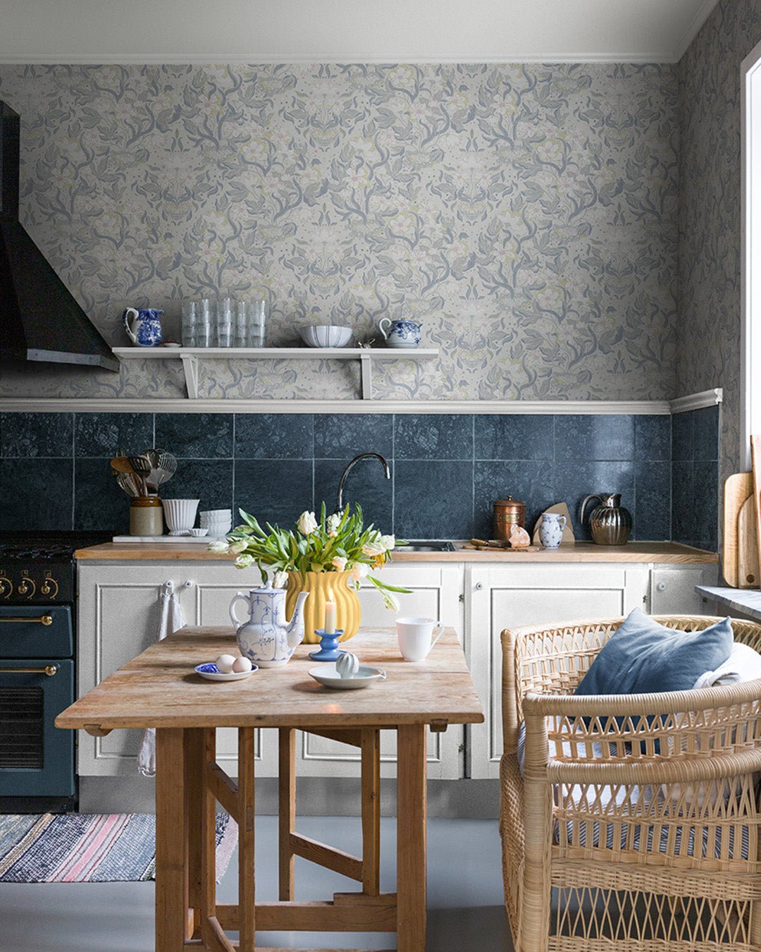 Lisa Wallpaper - Blue - Midbec - 22015 - Premier Wallcovering