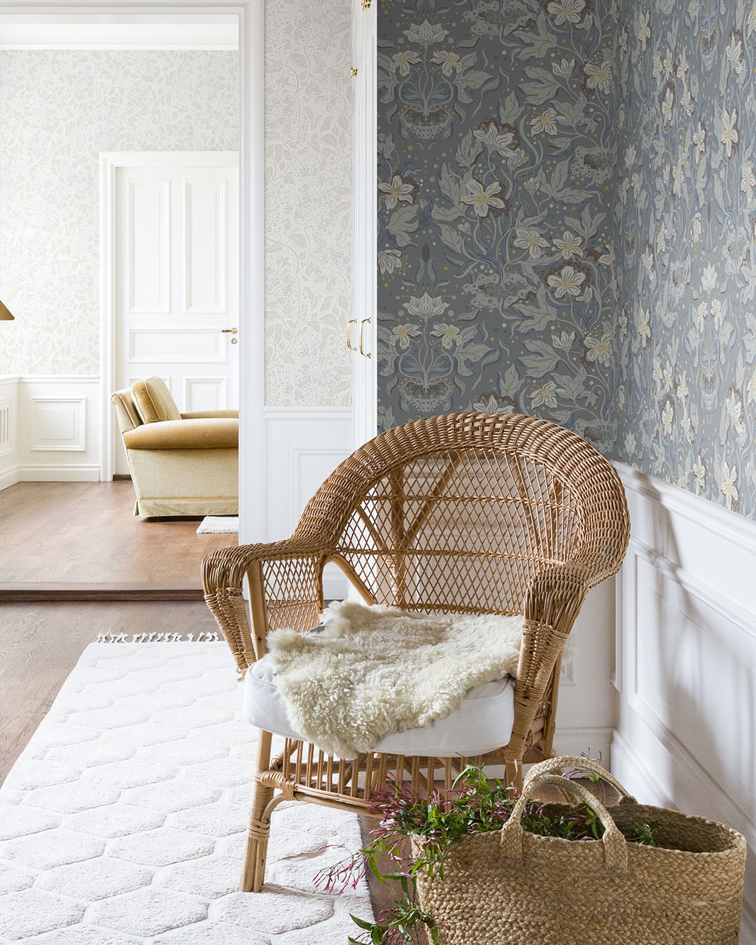 Lisa Wallpaper - Gray/Blue - Midbec - 22018 - Premier Wallcovering