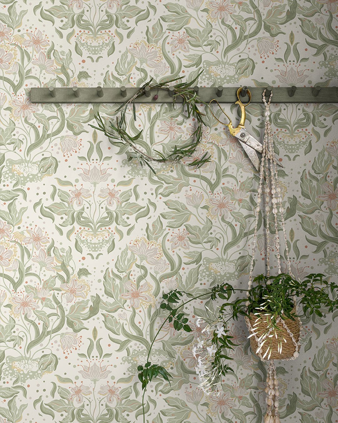 Lisa Wallpaper - Soft Green - Midbec - 22017 - Premier Wallcovering