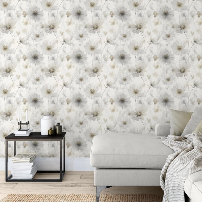 Lissa Flower Metallic Wallpaper - Cream - Muriva - 215503 - Premier Wallcovering