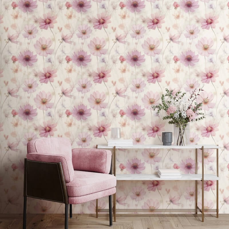 Lissa Flower Metallic Wallpaper - Pink - Muriva - 215501 - Premier Wallcovering