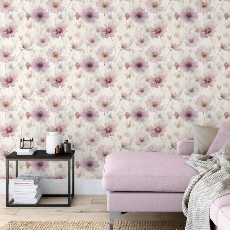 Lissa Flower Metallic Wallpaper - Pink - Muriva - 215501 - Premier Wallcovering