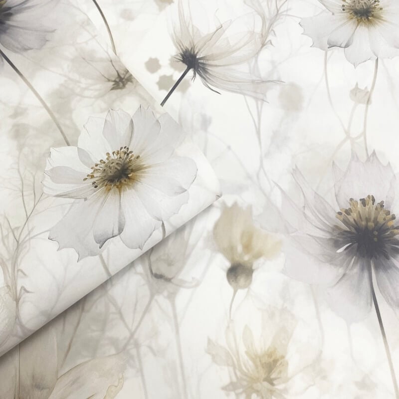 Lissa Flower Metallic Wallpaper - Cream - Muriva - 215503 - Premier Wallcovering