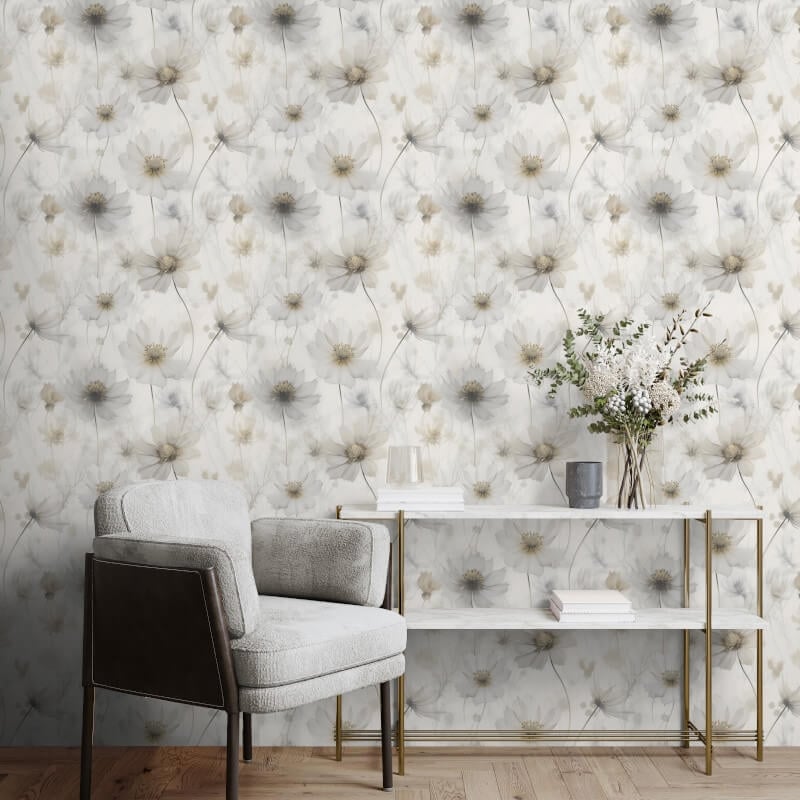 Lissa Flower Metallic Wallpaper - Cream - Muriva - 215503 - Premier Wallcovering