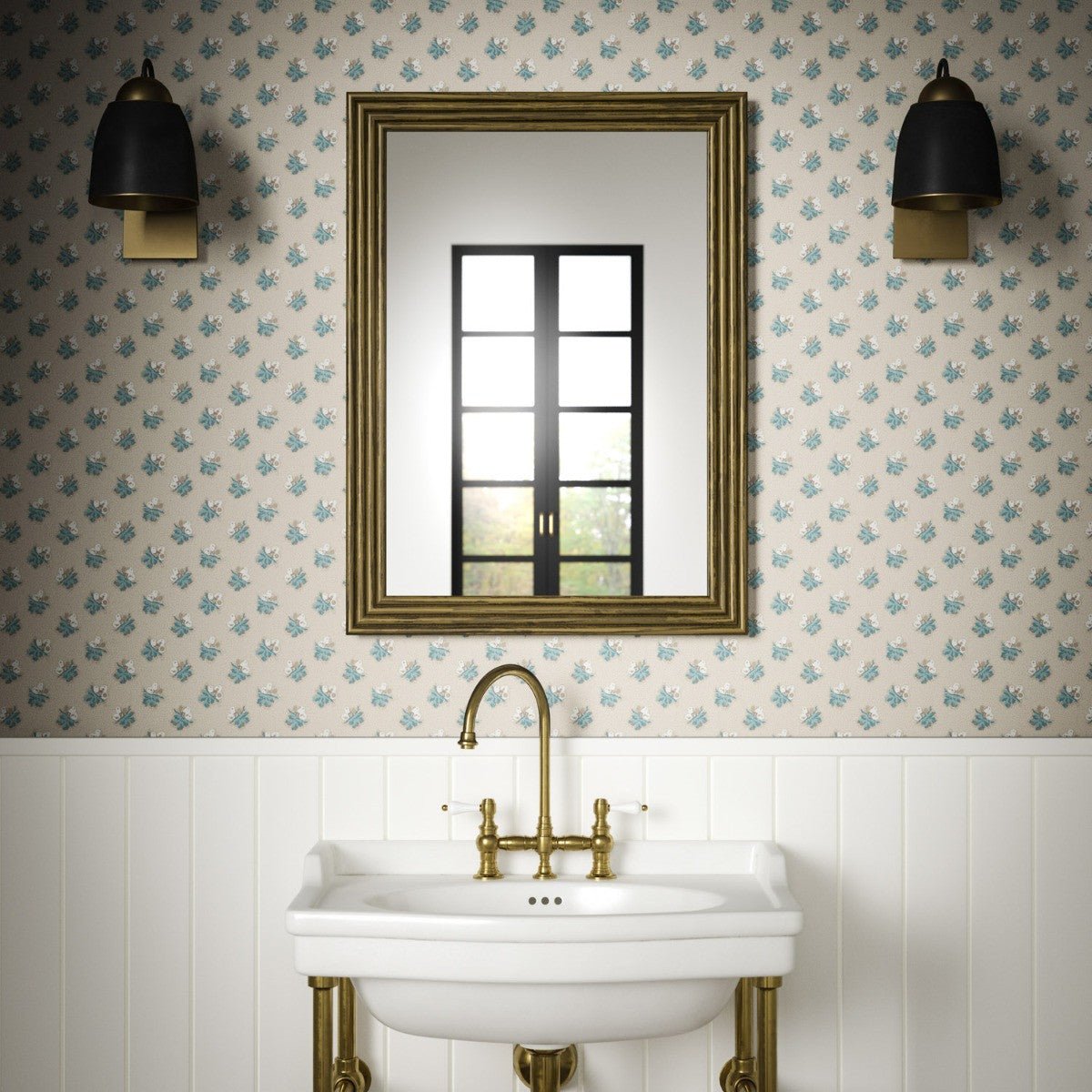 Little Toile Wallpaper - Blue - Warner House - Premier Wallcovering