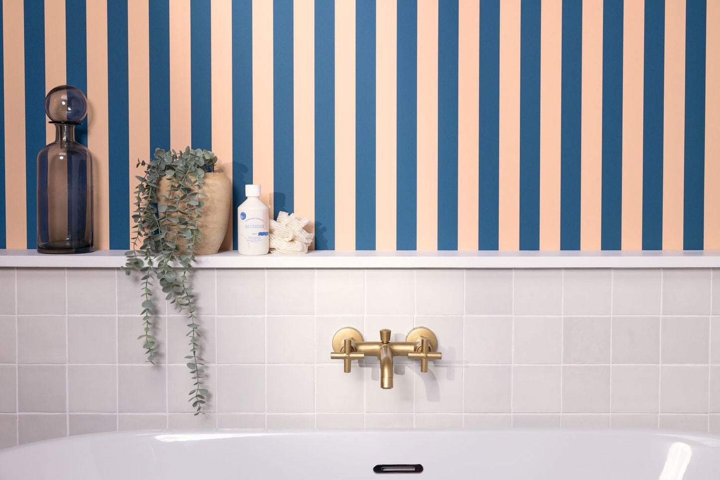 Little Lines Wallpaper - Bleu Nude - Caselio - 104036145 - Premier Wallcovering