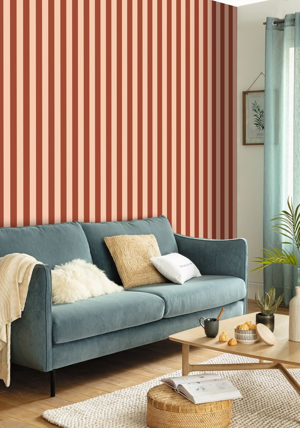 Little Lines Wallpaper - Rouge Nude - Caselio - 104038040 - Premier Wallcovering
