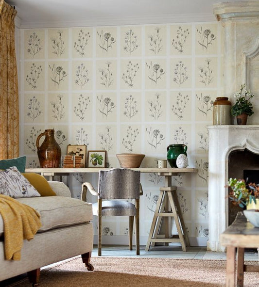 Little Thistles Wallpaper - Ecru - DEBB216511 - Sanderson - Premier Wallcovering