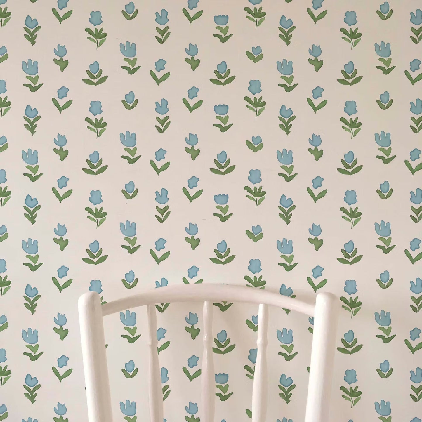 Little Wild Tulips Wallpaper - Light Blue - Ottoline - W/WTUL/101/2 - Premier Wallcovering